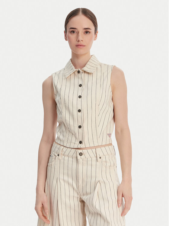 Guess Jeans Guess Jeans Veste W6GHZ9 D7961 Écru Slim Fit