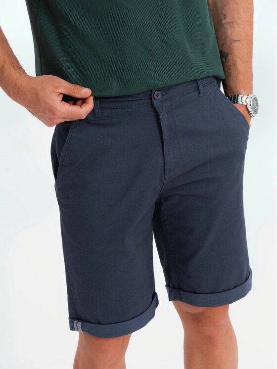 Ombre Ombre Szorty materiałowe OM-SRCS-0197 Granatowy Regular Fit