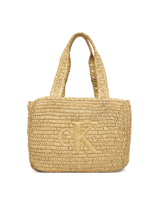 Calvin Klein Calvin Klein Rankinė Bold Ck Raffia Medium Tote LV04F3447G Ruda