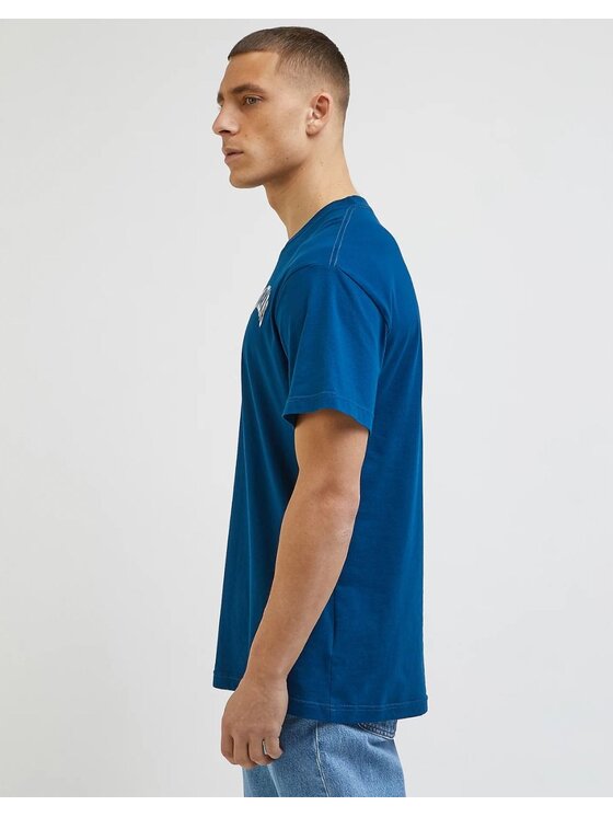 Lee Lee T-Shirt Varsity Tee Niebieski Relaxed Fit