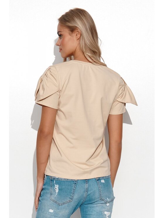 Makadamia Makadamia Bluzka M775 Beżowy Comfortable Fit