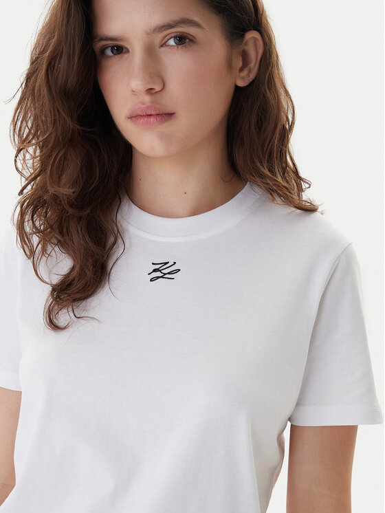 KARL LAGERFELD KARL LAGERFELD Tricou B1W17091 Alb Regular Fit
