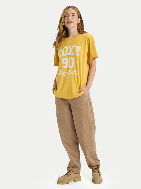 Roxy Roxy T-Shirt Hangloose The Sky ERJZT06020 Żółty Regular Fit