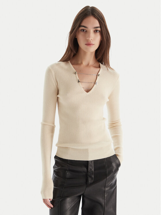 Patrizia Pepe Patrizia Pepe Megztinis 2K0331/K7S0-ecW405 Écru Regular Fit