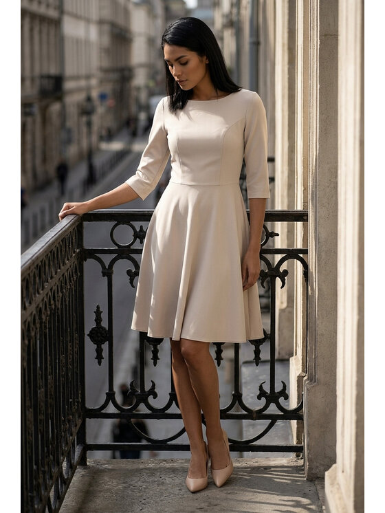 FIGL FIGL Φόρεμα κοκτέιλ M1341 Μπεζ Regular Fit
