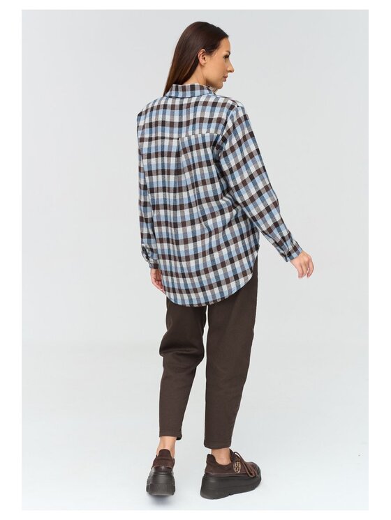 Makadamia Makadamia Koszula C75 Niebieski Loose Fit