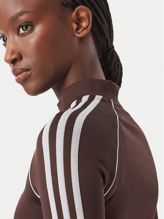 adidas adidas Суитшърт Essentials 3 Stripes Seamless Tracktop KX8418 Кафяв Slim Fit