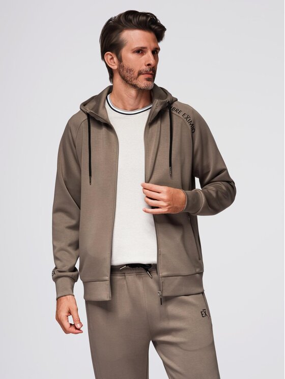 Ombre Ombre Komplet dresowy Z115 Brązowy Regular Fit