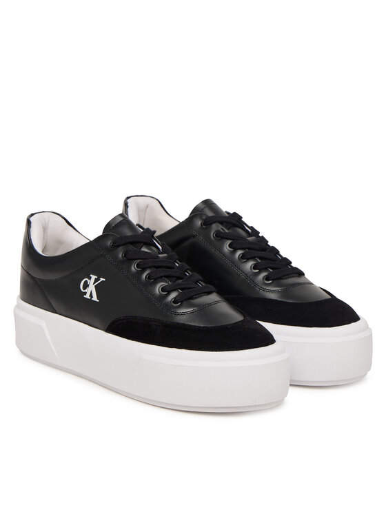 Calvin Klein Calvin Klein Snīkeri Flatform Lace Up Tcap Lth-Su HW0HW03438 Melns