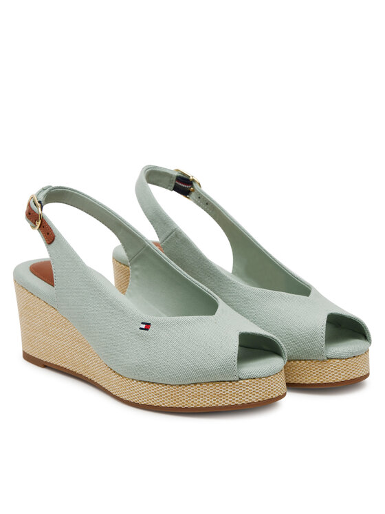 Tommy Hilfiger Tommy Hilfiger Espadrilles Flag Mid Wedge Espad Slingback FW0FW08595 Kék