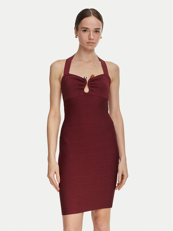 Guess Rochie cocktail W6YK57 Z1044 Vișiniu Slim Fit