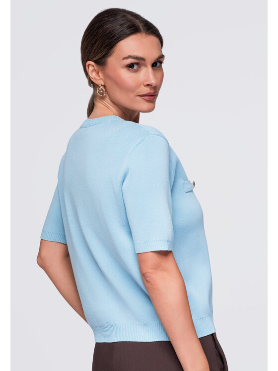 Ombre Ombre Bluzka OW-TS-E0084 Niebieski Regular Fit