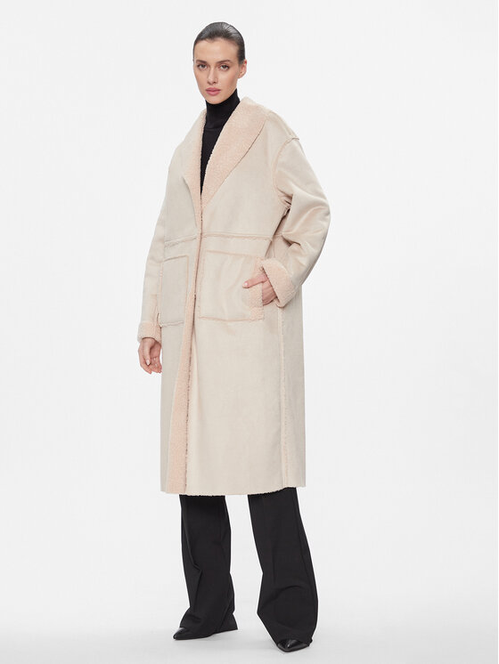 Marc Aurel Marc Aurel Báránybőr kabát 5496 1000 93142 Bézs Loose Fit