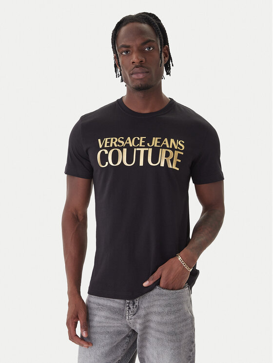 Versace Jeans Couture Versace Jeans Couture T-krekls 79GAHT05 CJ00T Melns Regular Fit