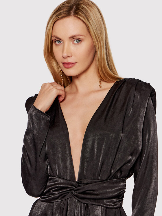 DeeZee DeeZee Koktejlové šaty More Satin 3FB036 Čierna Regular Fit