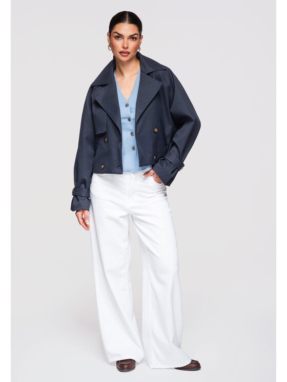 Ombre Ombre Kurtka przejściowa OW-JANP-0135 Granatowy Loose Fit