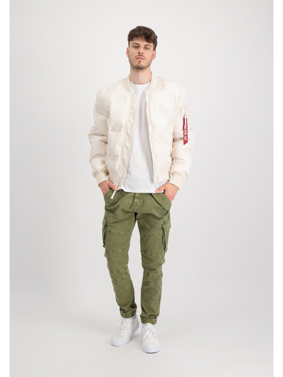 Alpha Industries Alpha Industries Kurtka zimowa MA-1 Embroidery Logo Puffer Bomber Jacket Beżowy Relaxed Fit