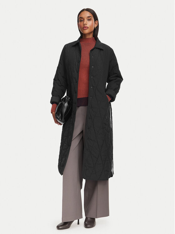 Simple Simple Kabát pro přechodné období 62KUDP102 Černá Regular Fit