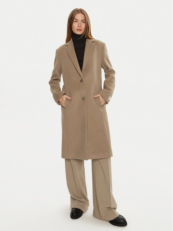 Calvin Klein Calvin Klein Palton de lână K20K207701 Bej Regular Fit