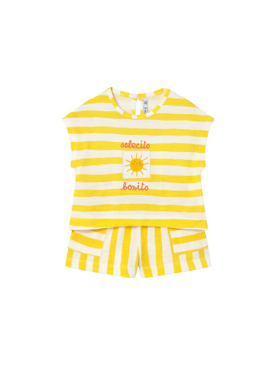 Mayoral Set tricou și pantaloni scurți 1208 Galben Regular Fit