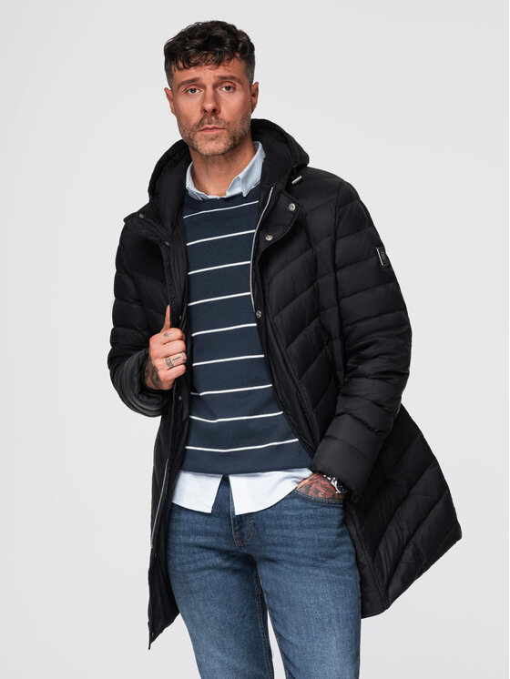 Ombre Ombre Kurtka zimowa OM-JALJ-0212 Czarny Regular Fit