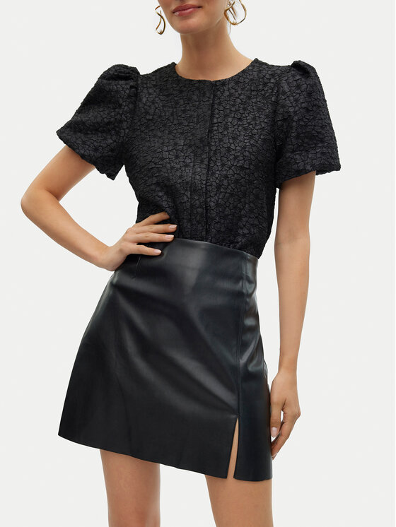 Vero Moda Vero Moda Suknja od imitacije kože Nelly 10322469 Crna Regular Fit