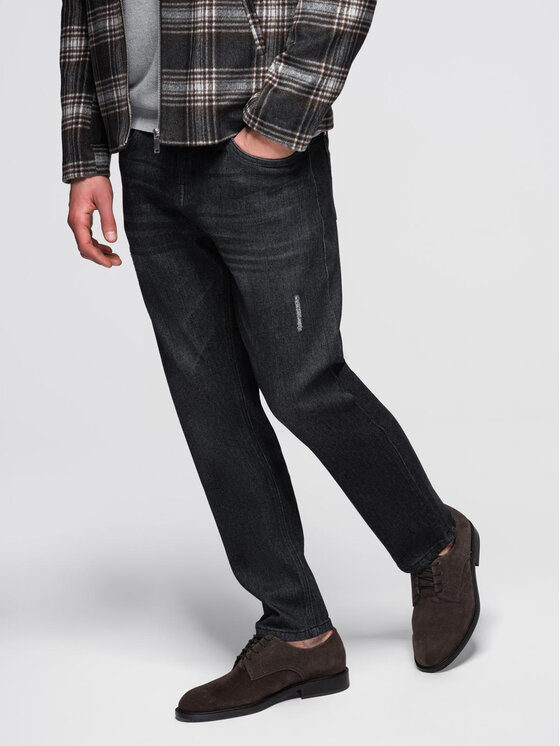 Ombre Ombre Jeansy OM-PADP-0241 Černá Regular Fit