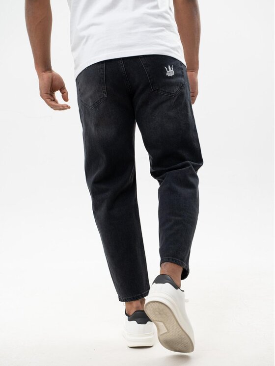 Jigga Wear Jigga Wear Jeansy Spodnie Jeansowe Carrot Męskie Czarne Jigga Wear Crown XL Czarny Carrot Fit