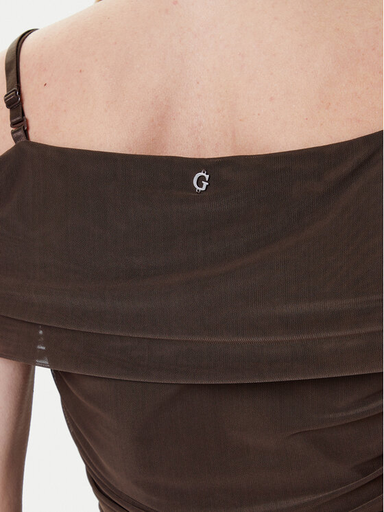 Guess Guess Kokteilinė suknelė W5YK21 KCZC2 Ruda Slim Fit