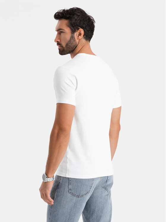 Ombre Ombre T-Shirt OM-TSBC-0222 Biały Slim Fit
