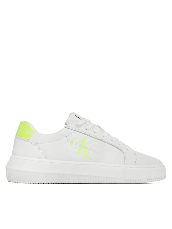 Sneakers Calvin Klein Jeans Chunky Cupsole Laceup Mon Lth Wn YW0YW00823 Bright White/Safety Yellow 02V