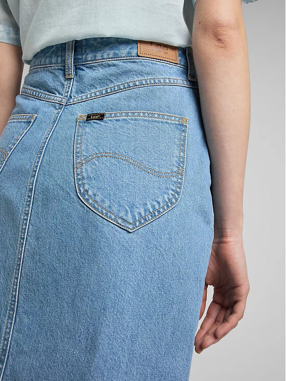 Lee Lee Spódnica maxi ULTRA LONG SPLIT Niebieski Regular Fit