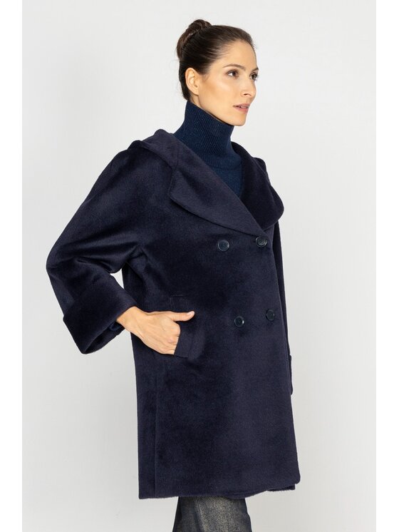 Deni Cler Milano Deni Cler Milano Płaszcz W-DC-8076-D5-K2-58-1 Granatowy Regular Fit