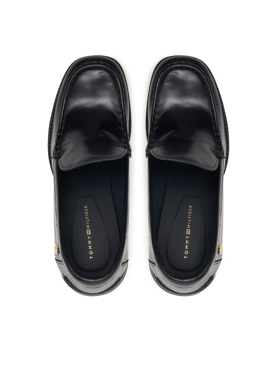 Tommy Hilfiger Tommy Hilfiger Pantofi Square Toe Heeled Loafer FW0FW09493 Negru