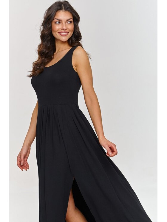 Makadamia Makadamia Sukienka codzienna M874 Czarny Flared Fit