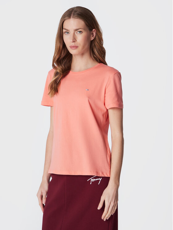 T-Shirt Tjw Soft DW0DW06901 Różowy Regular Fit