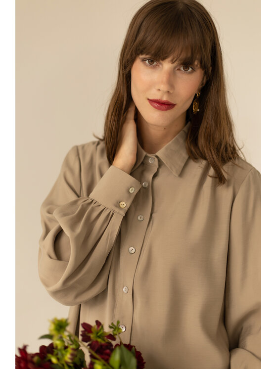 Entelier Entelier Koszula koszula oversize Beżowy Relaxed Fit