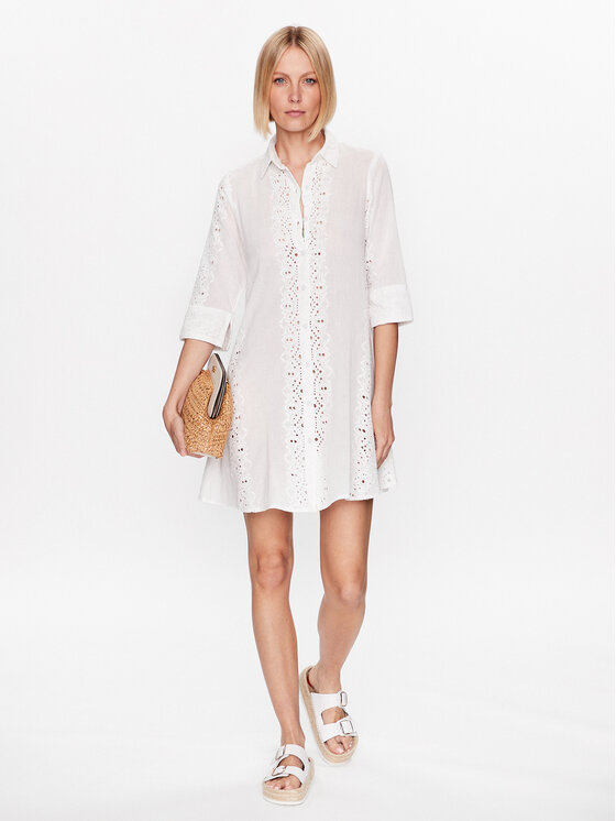 Iconique Iconique Φόρεμα πουκάμισο IC23 004 Λευκό Regular Fit