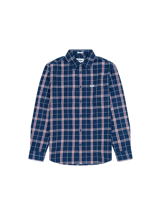 Wrangler Wrangler Koszula 1 PKT SHIRT Niebieski Regular Fit