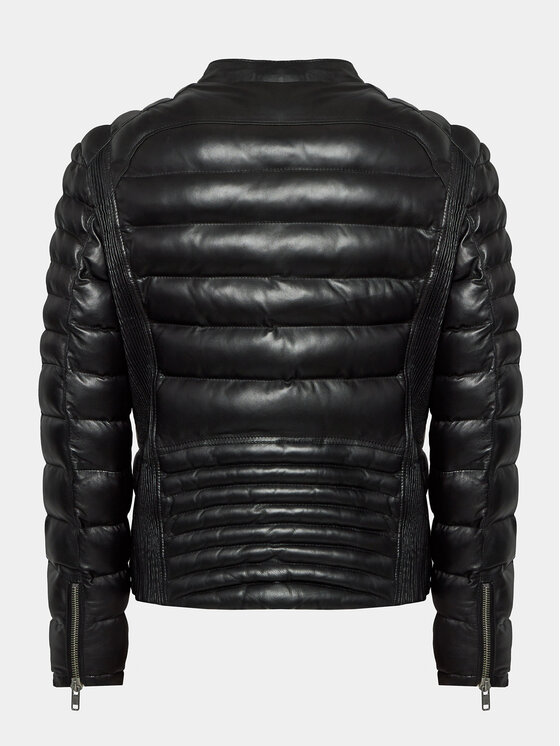 Serge Pariente Serge Pariente Кожено яке Gladiator Doudoune Черен Slim Fit