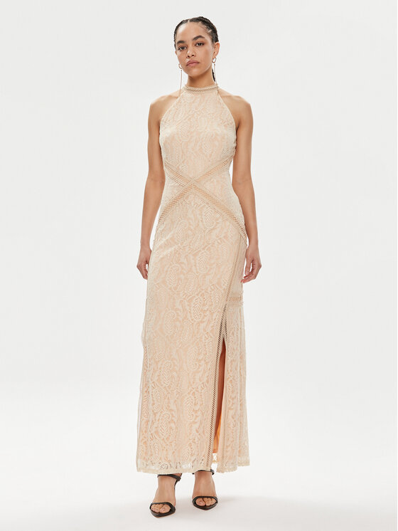 Guess Guess Официална рокля New Liza W4GK20 KC760 Бежов Slim Fit
