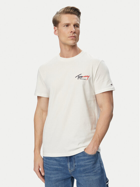 Tommy Jeans Tommy Jeans Marškinėliai DM0DM22538 Balta Slim Fit