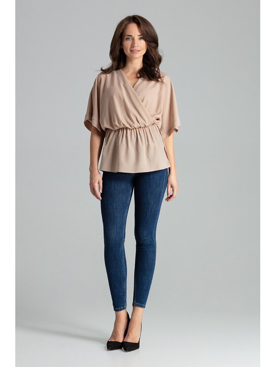 Lenitif Lenitif Bluzka L063 Beżowy Regular Fit