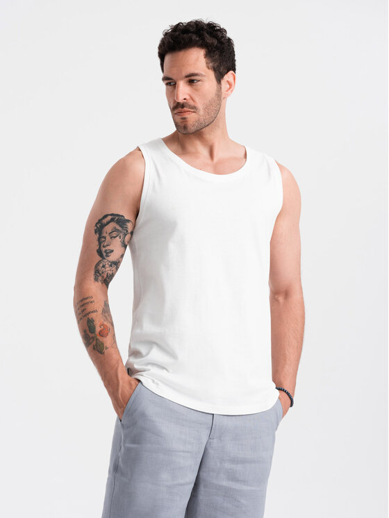 Ombre Ombre Tank top OM-TSBT-0192 Biały Regular Fit