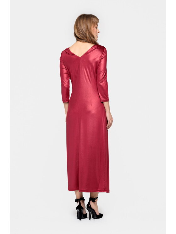 EMOI EMOI Sukienka wieczorowa długa wieczorowa Bordowy Feminine Fit