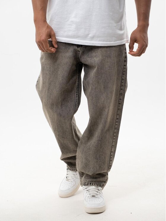 Jigga Wear Jigga Wear Jeansy Szerokie luźne bagy korona Brązowy Baggy Fit