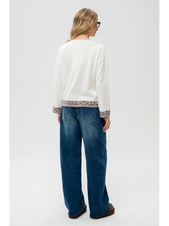 blue shadow blue shadow Sweter Kaps Biały Regular Fit
