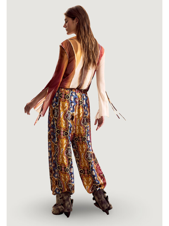 Desigual Desigual Παντελόνι Palazzo PANT_BEATTLE PALAZZ Κίτρινο Casual Fit