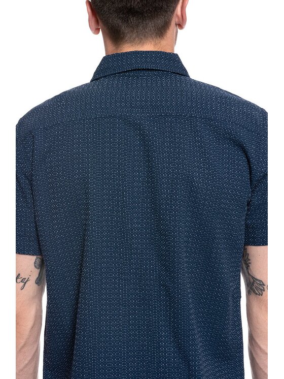 Mustang Mustang Koszula COLLIN DOBBY SHIRT Niebieski Regular Fit