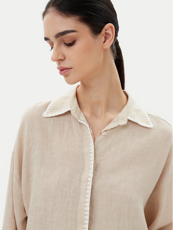 ICONA ICONA Košeľa RP5LE003 Béžová Relaxed Fit
